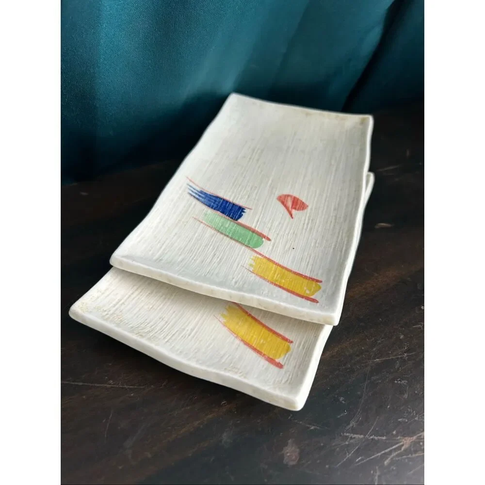 Set of 2 80’s Styling Ceramic Sushi Serving Platters